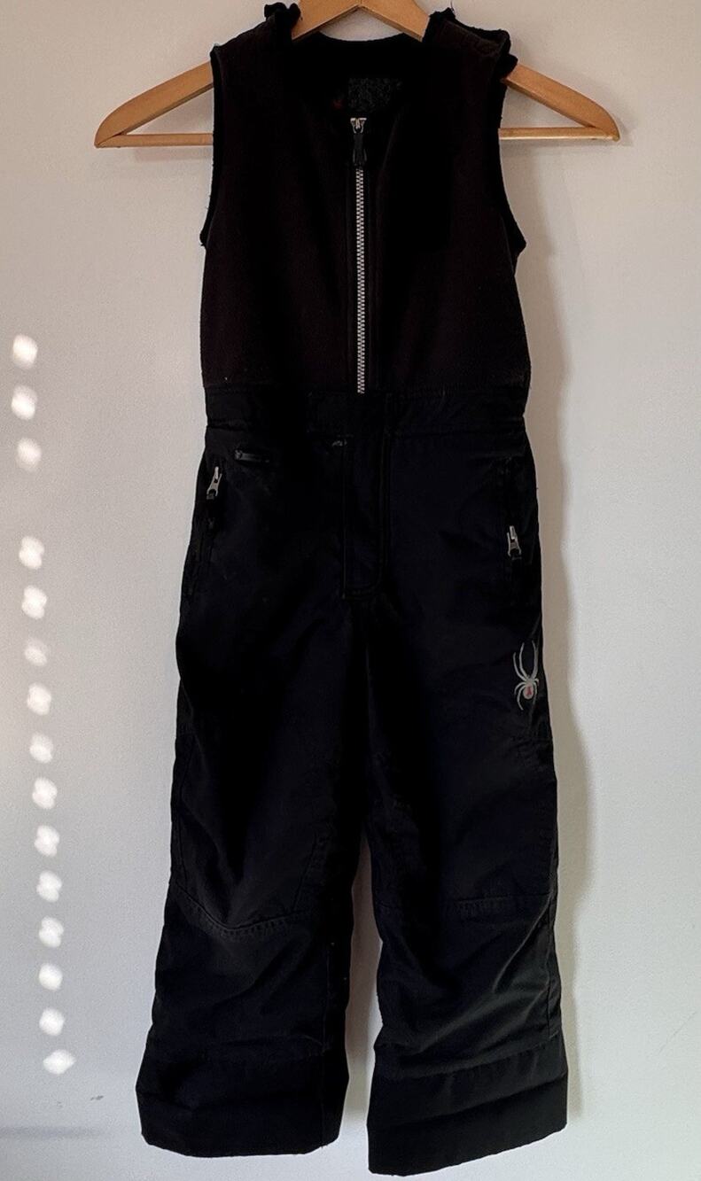 Spyder Kids Size 5 Ski Bib Snow Pants Black Insulated Small to Tall Fleece